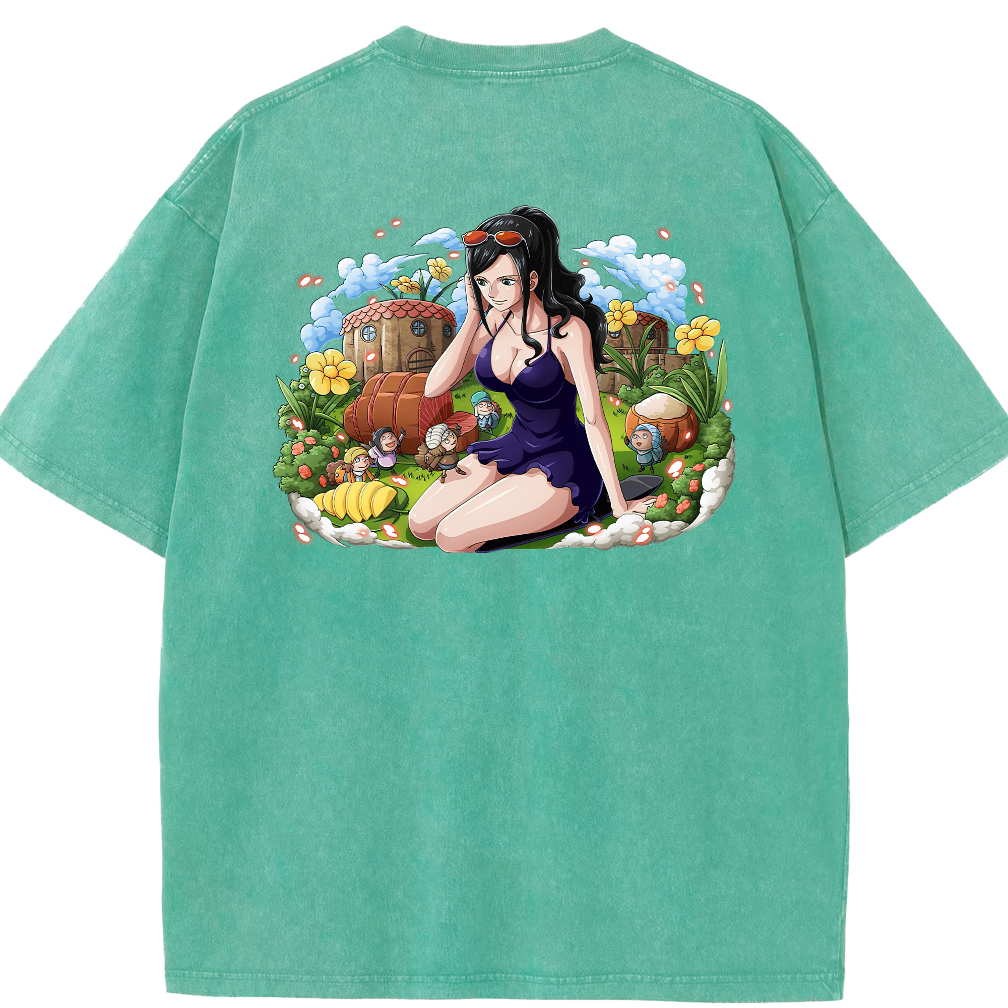 ワンピース ニコ・ロビン ONE PIECE Nico Robin 綿100% ヴィンテージ風 半袖Tシャツ（背面プリント）